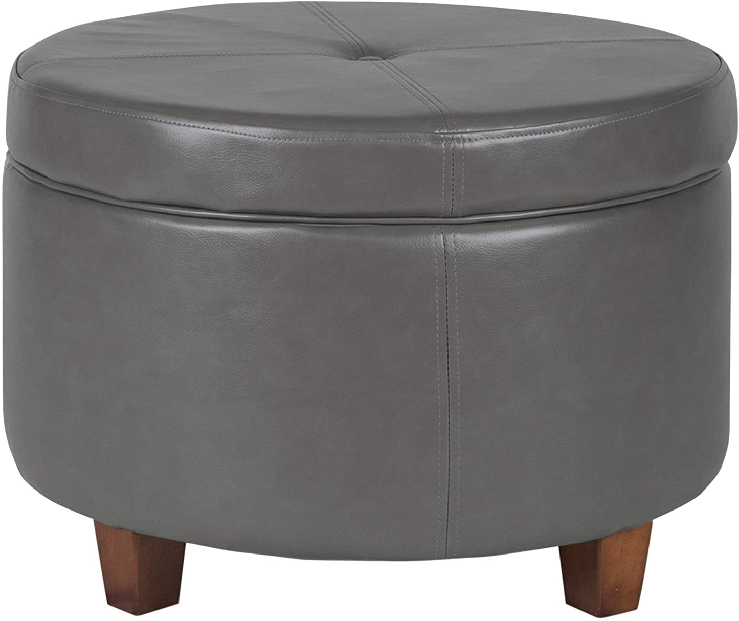 Ottomans : Large Leatherette Storage Ottoman Distressed Brown Faux Leatherette