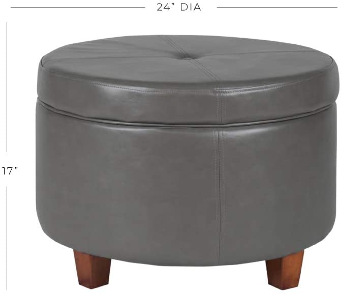 Ottomans : Large Leatherette Storage Ottoman Distressed Brown Faux Leatherette