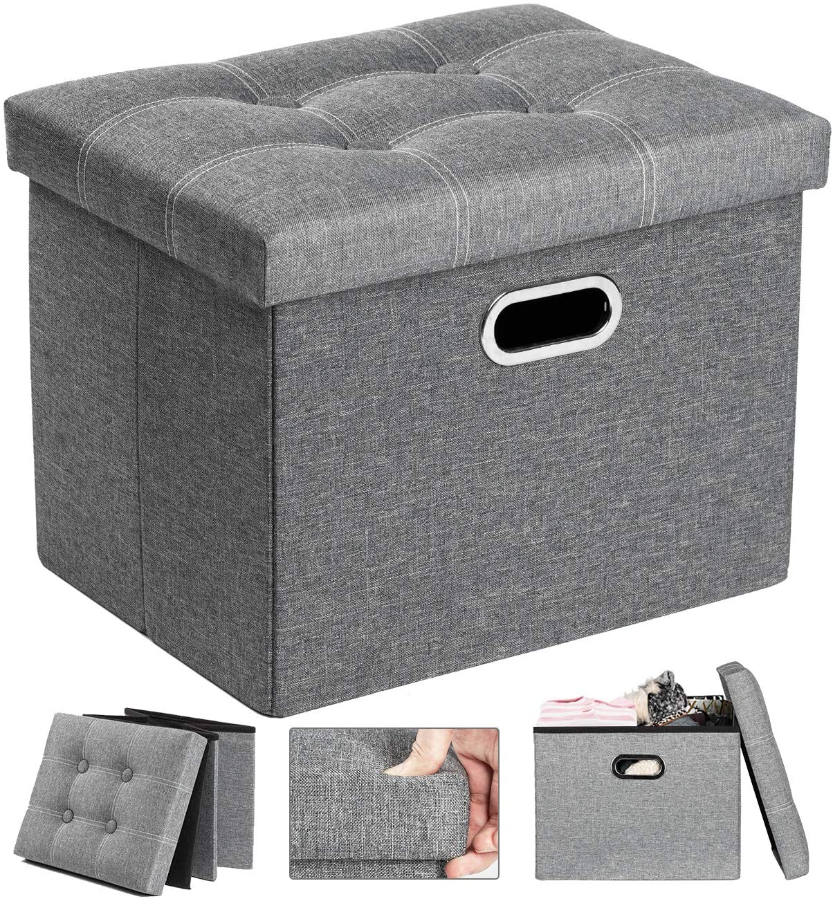 Ottomans : Leather Ottoman Rectangle Footrest Footstool Folding