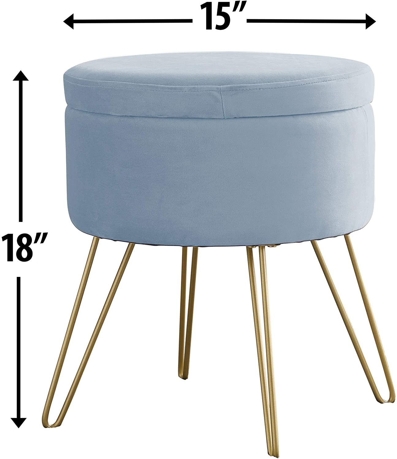Ottomans : Modern Round Velvet Storage Ottoman Foot Rest