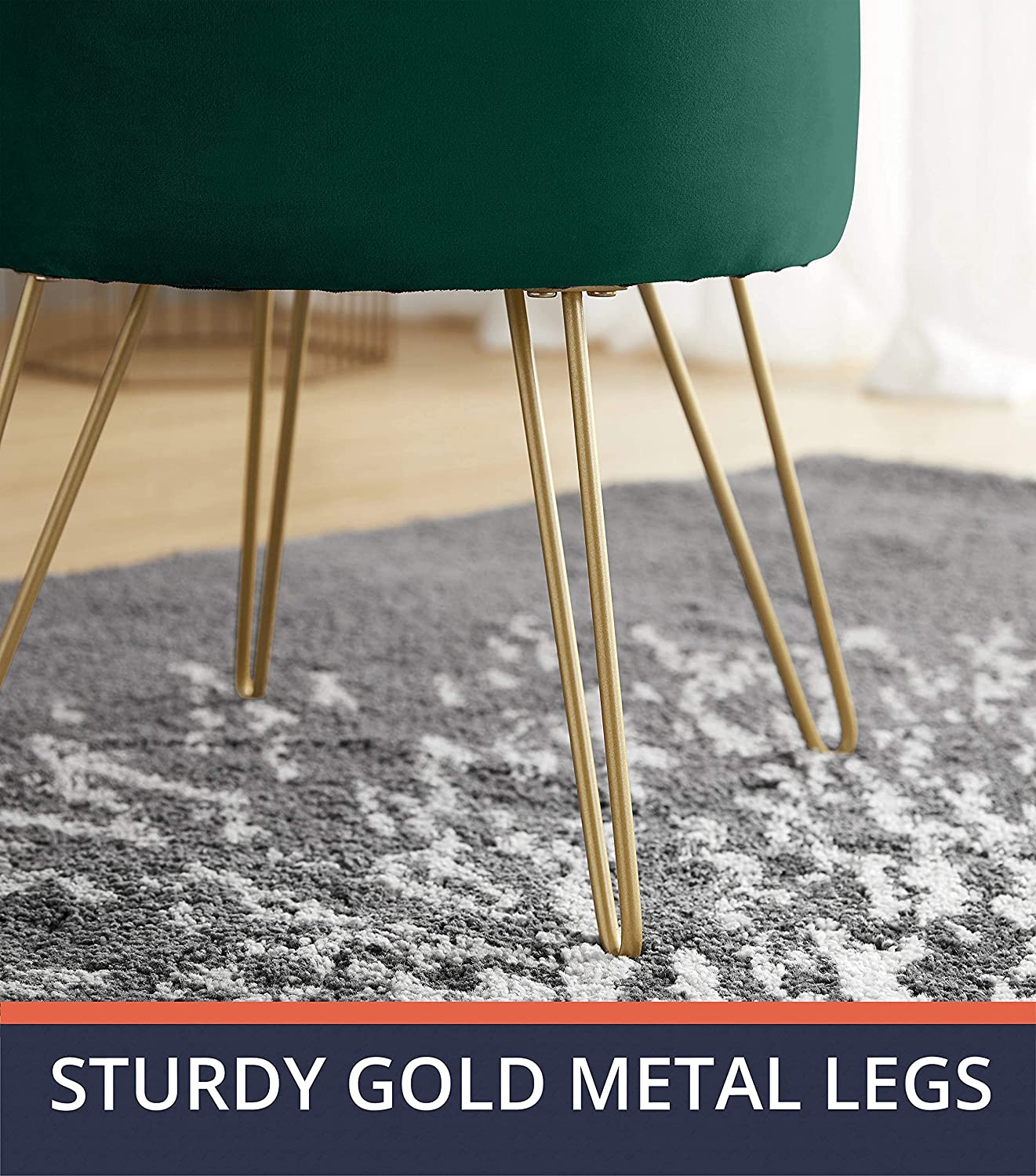 Ottomans : Modern Round Velvet Storage Ottoman Foot Rest