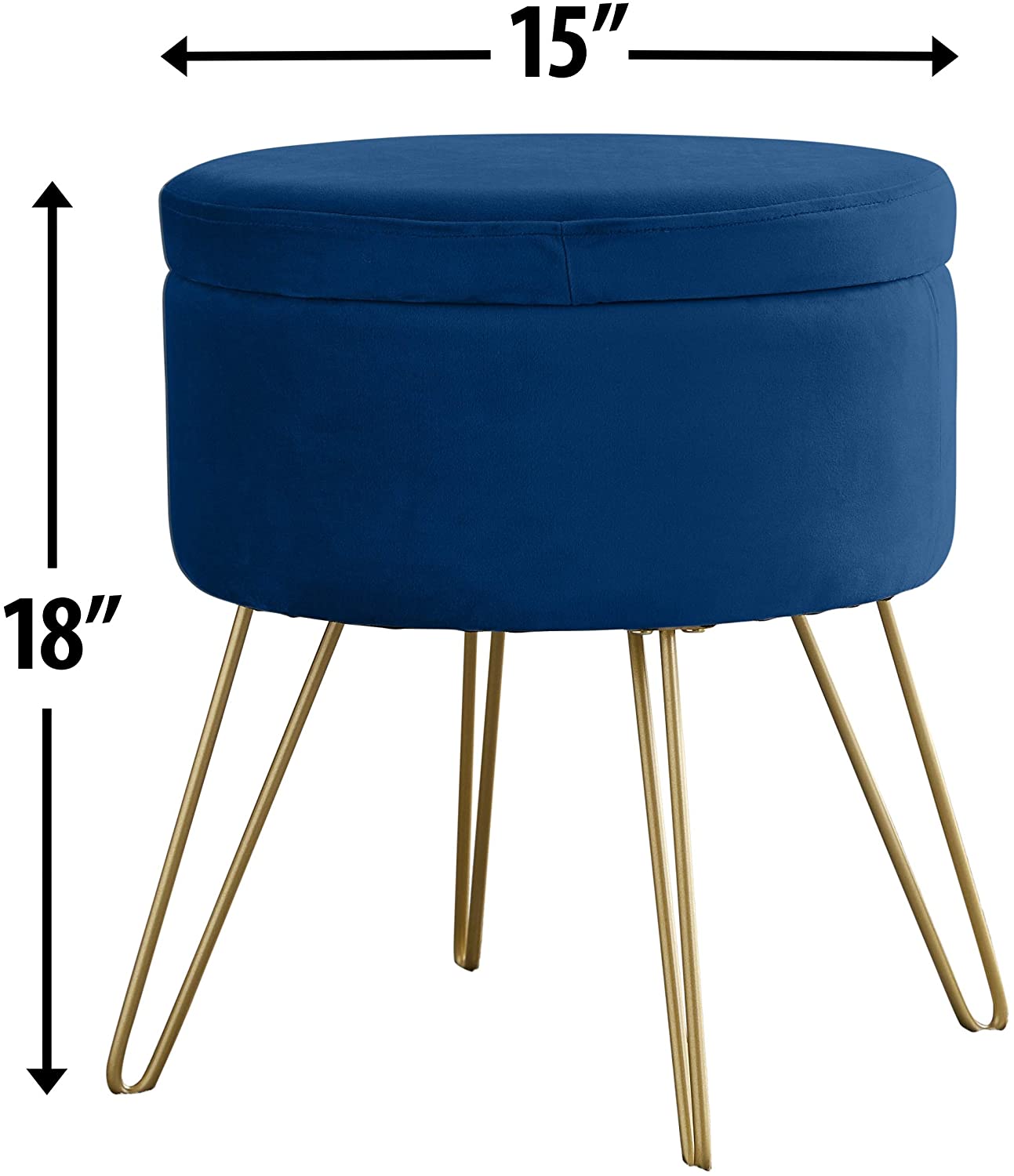 Ottomans : Modern Round Velvet Storage Ottoman Foot Rest