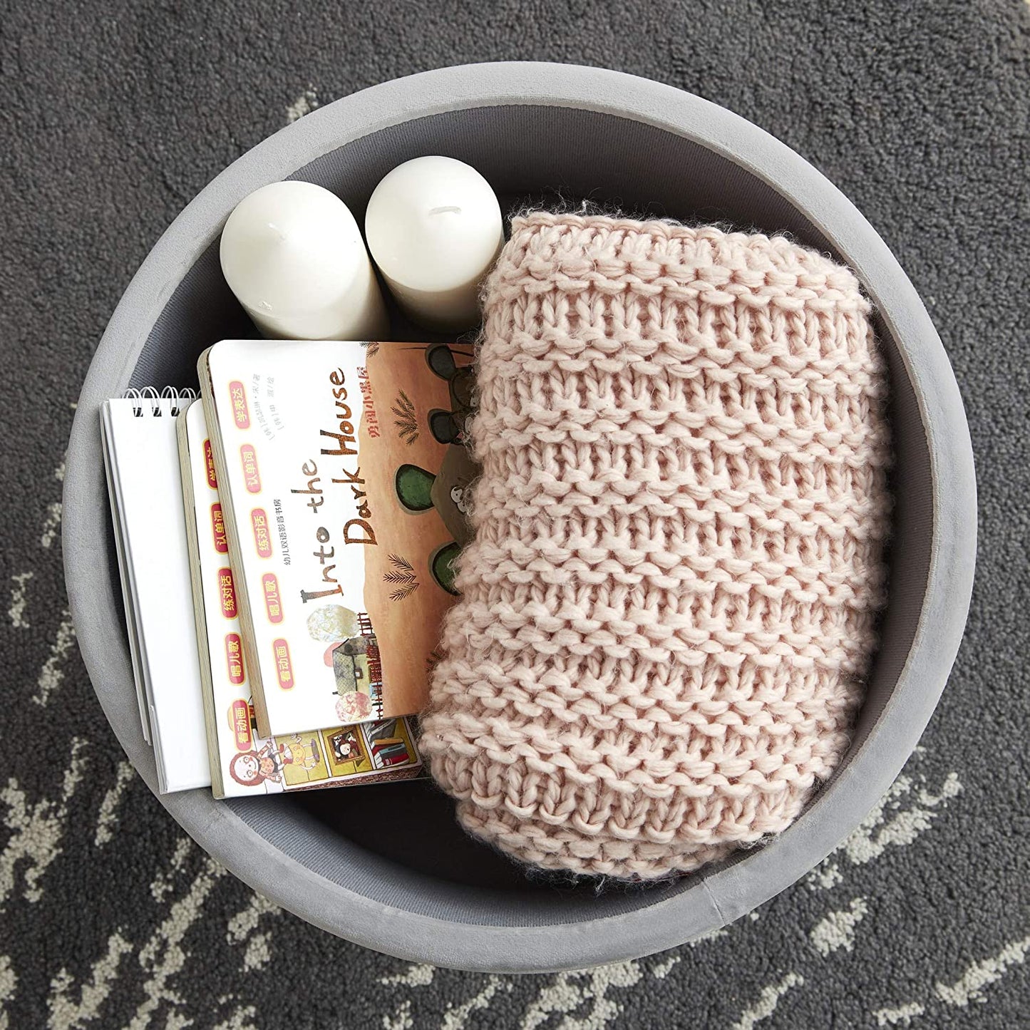 Ottomans : Modern Round Velvet Storage Ottoman Foot Rest