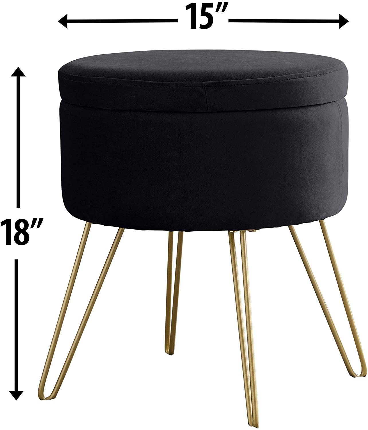 Ottomans : Modern Round Velvet Storage Ottoman Foot Rest