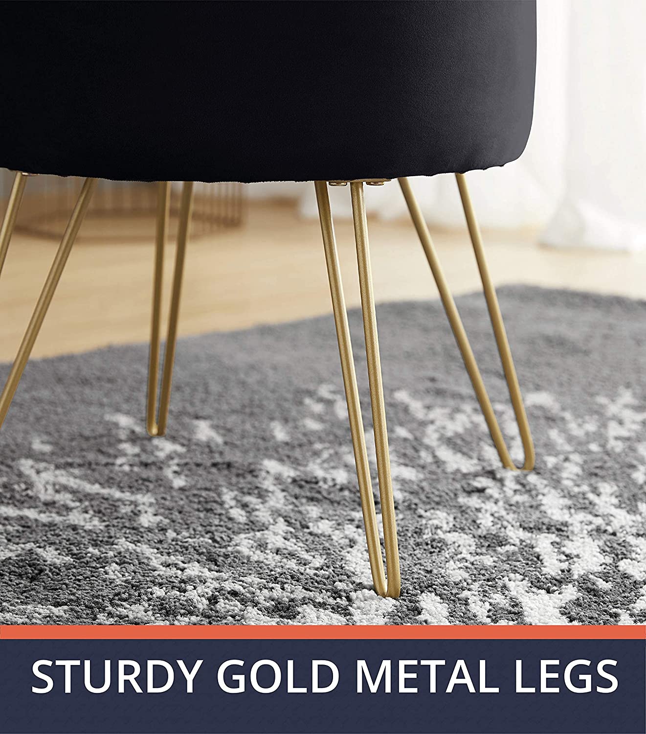 Ottomans : Modern Round Velvet Storage Ottoman Foot Rest