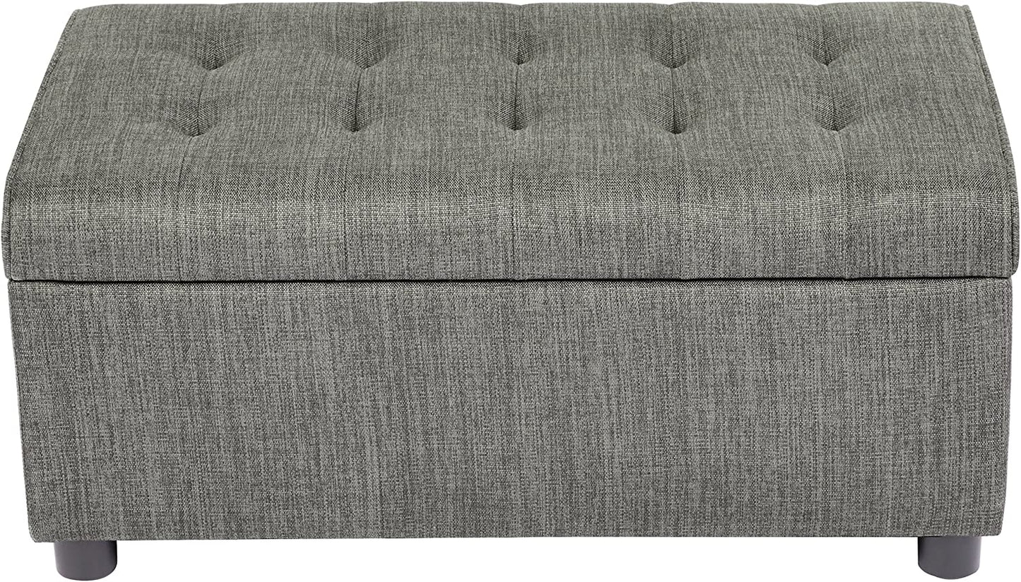 Ottomans : Rectangular Fabric Storage Ottoman with Tufted Design