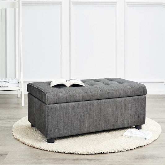 Ottomans  Rectangular Fabric Storage Ottoman with Tufted Design