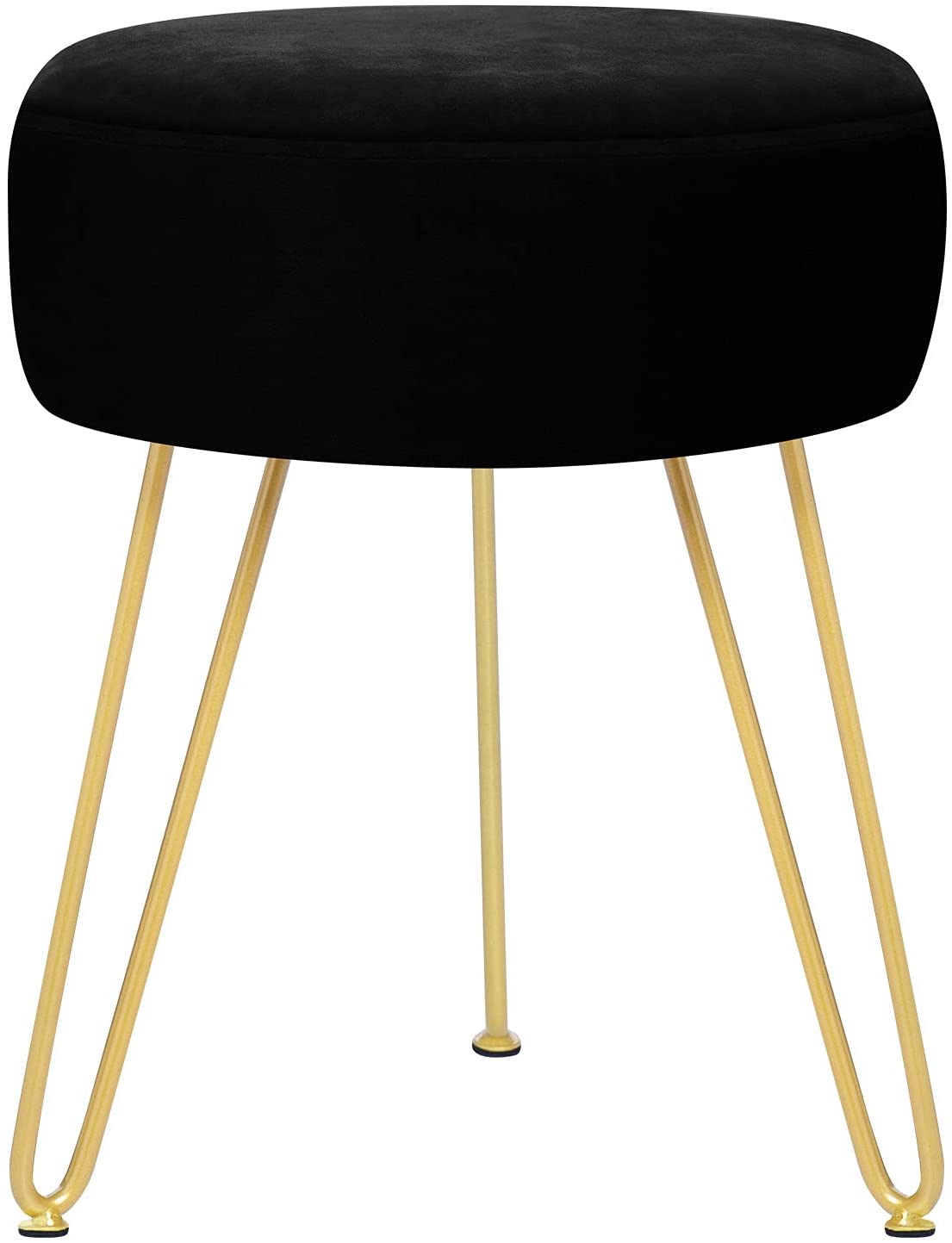 Ottomans : Round Footrest Stool Ottoman with Golden Metal Leg