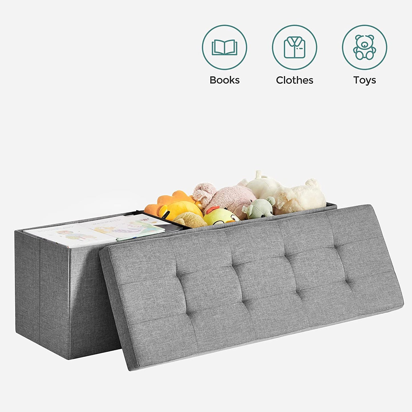 Ottomans : Storage Ottoman Bench, Padded Chest with Lid, Folding Seat