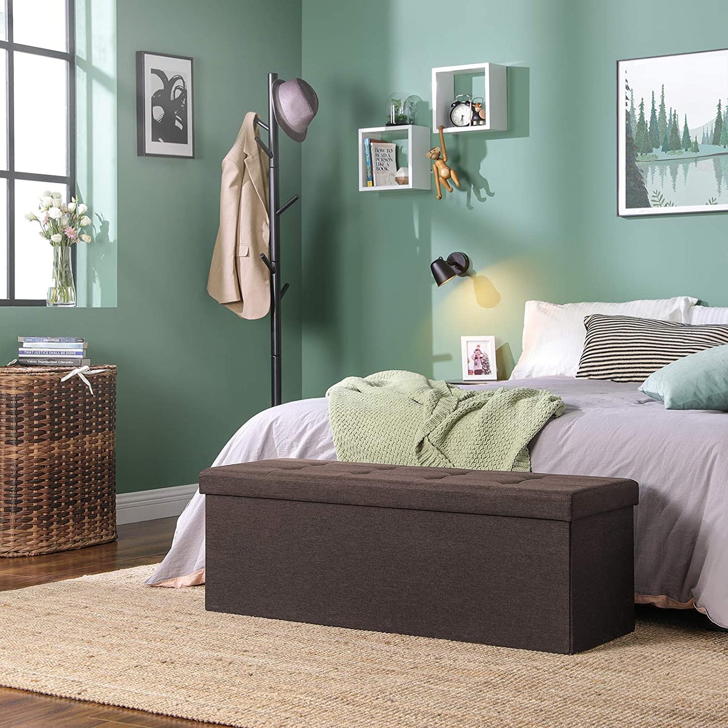 Ottomans : Storage Ottoman Bench, Padded Chest with Lid, Folding Seat