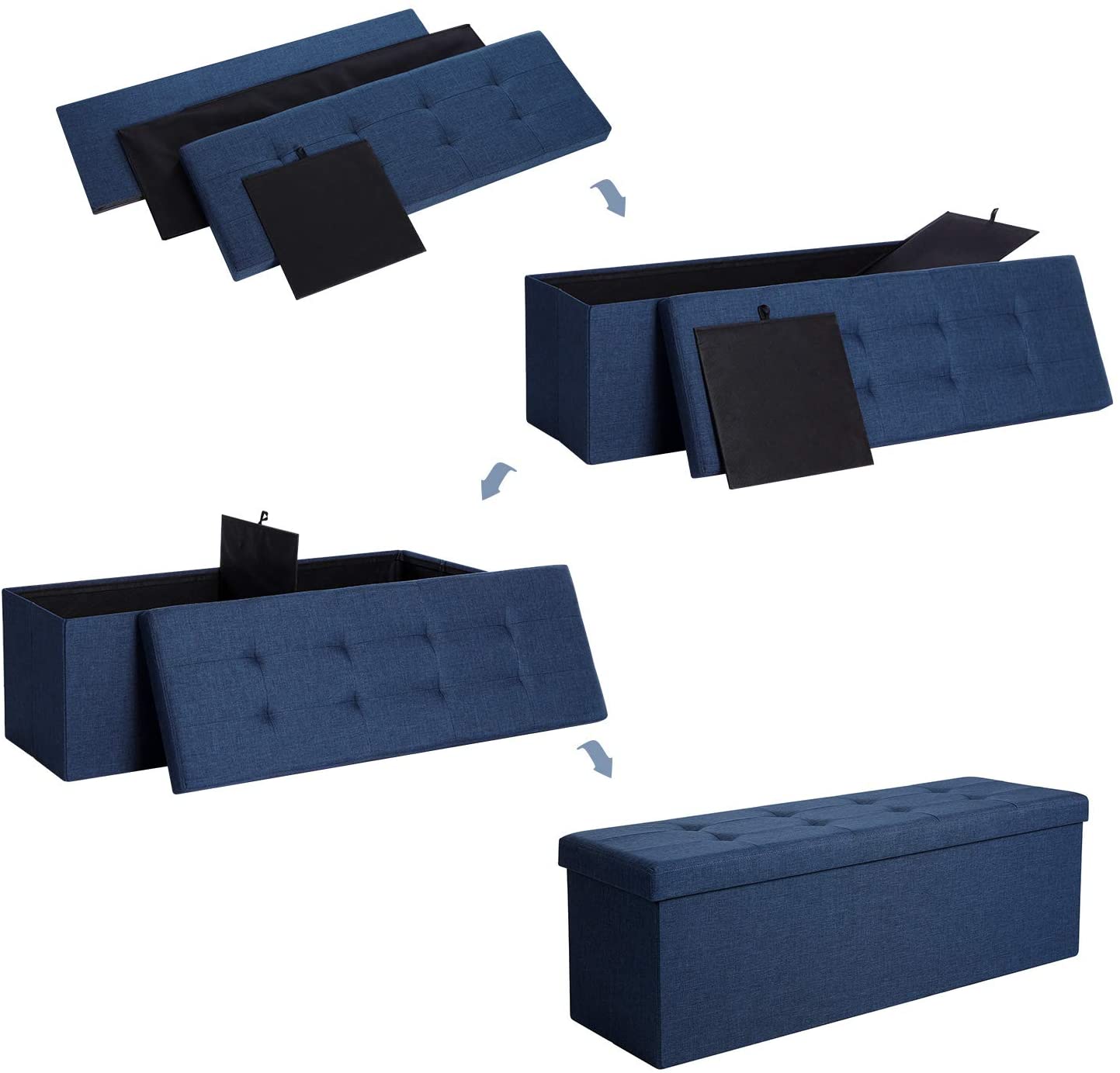Ottomans : Storage Ottoman Bench, Padded Chest with Lid, Folding Seat