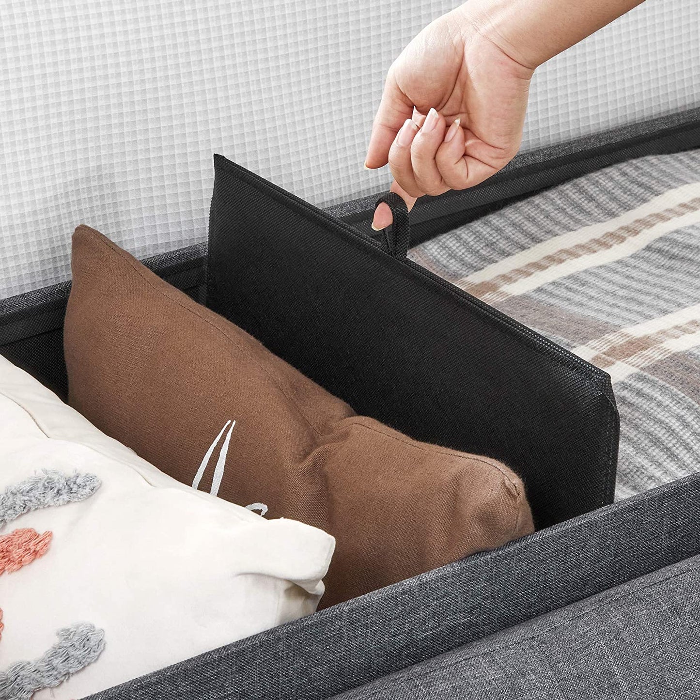 Ottomans : Storage Ottoman Bench, Padded Chest with Lid, Folding Seat