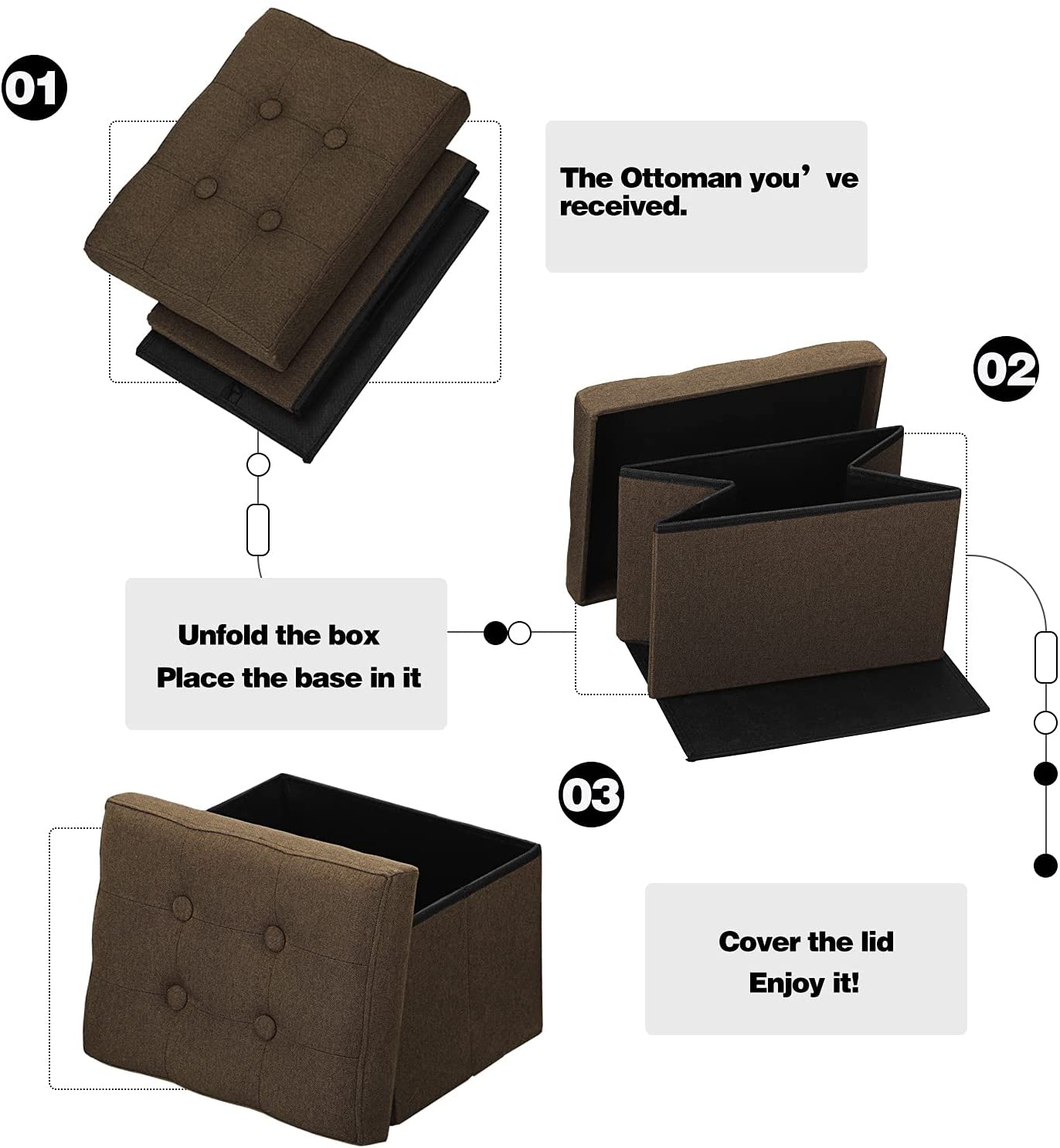 Ottomans : Storage Ottoman Stool Foot Rest Stool Linen Cloth