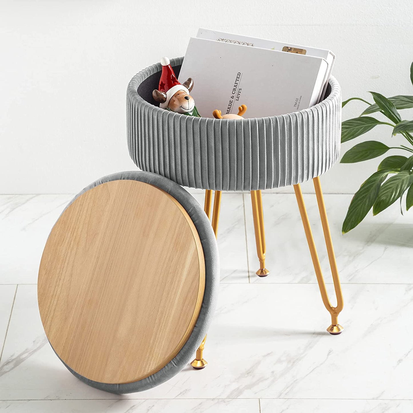 Ottomans : Velvet Storage Ottoman Foot Rest