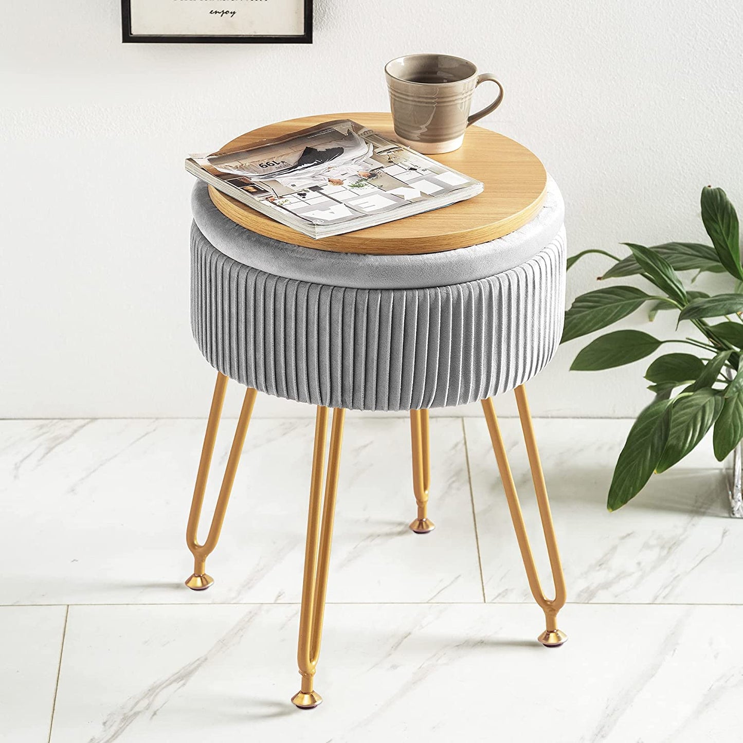 Ottomans : Velvet Storage Ottoman Foot Rest