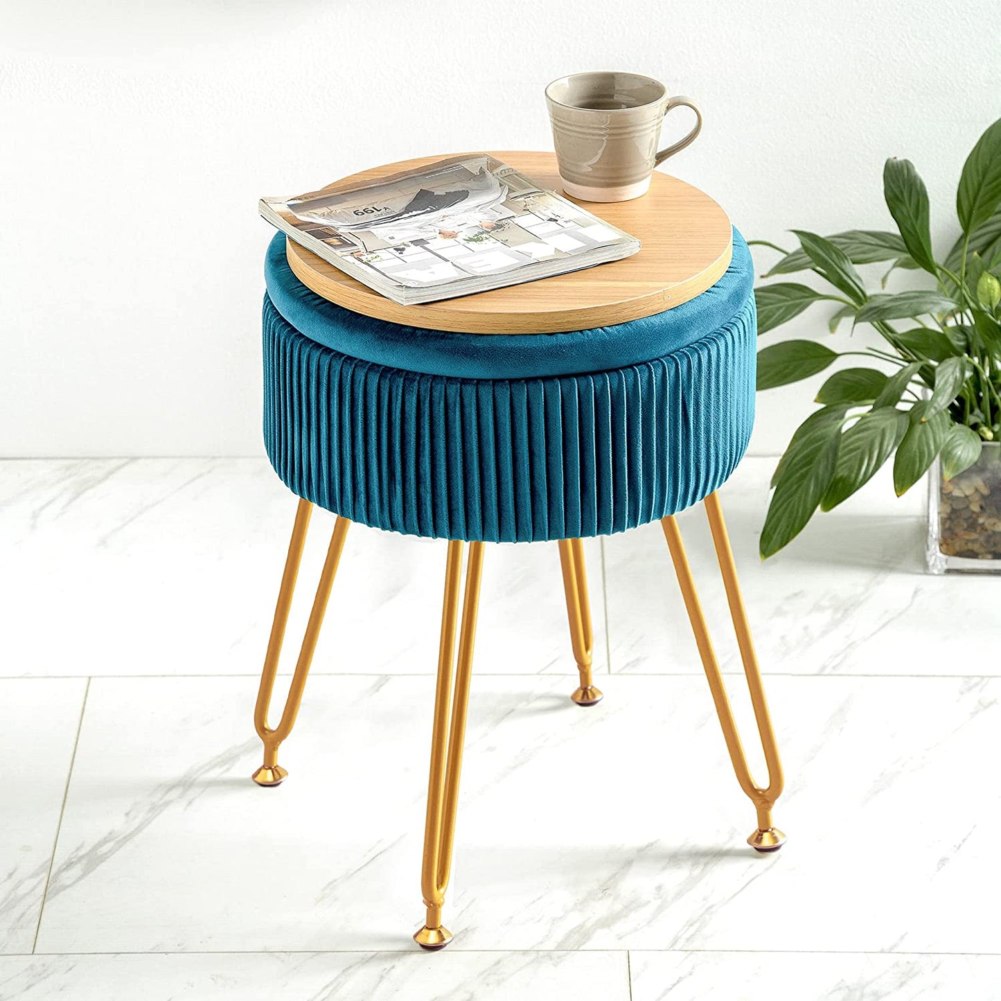 Ottomans : Velvet Storage Ottoman Foot Rest