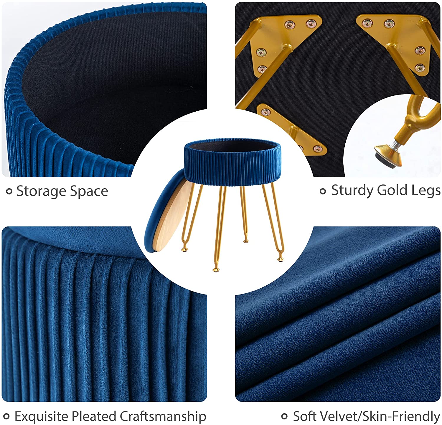Ottomans : Velvet Storage Ottoman Foot Rest