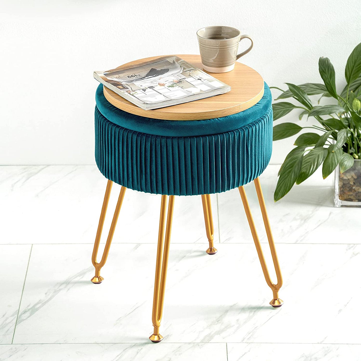 Ottomans : Velvet Storage Ottoman Foot Rest