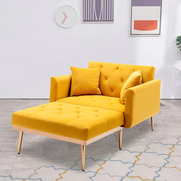Lounge Chair: Matisha Tufted Two Flared Arms Chaise Lounge