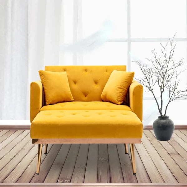 Lounge Chair: Matisha Tufted Two Flared Arms Chaise Lounge