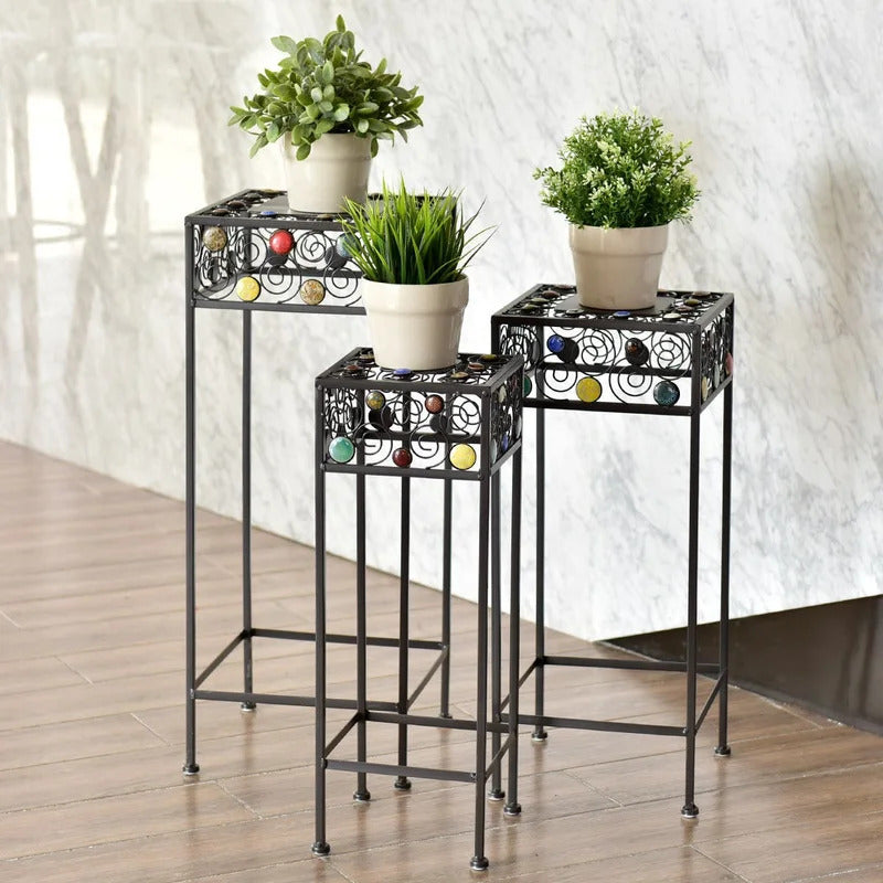 wrought iron pot plant stands Plant Stand: 3 Pieces Square Decor Metal Plant Stand – Studio GKW