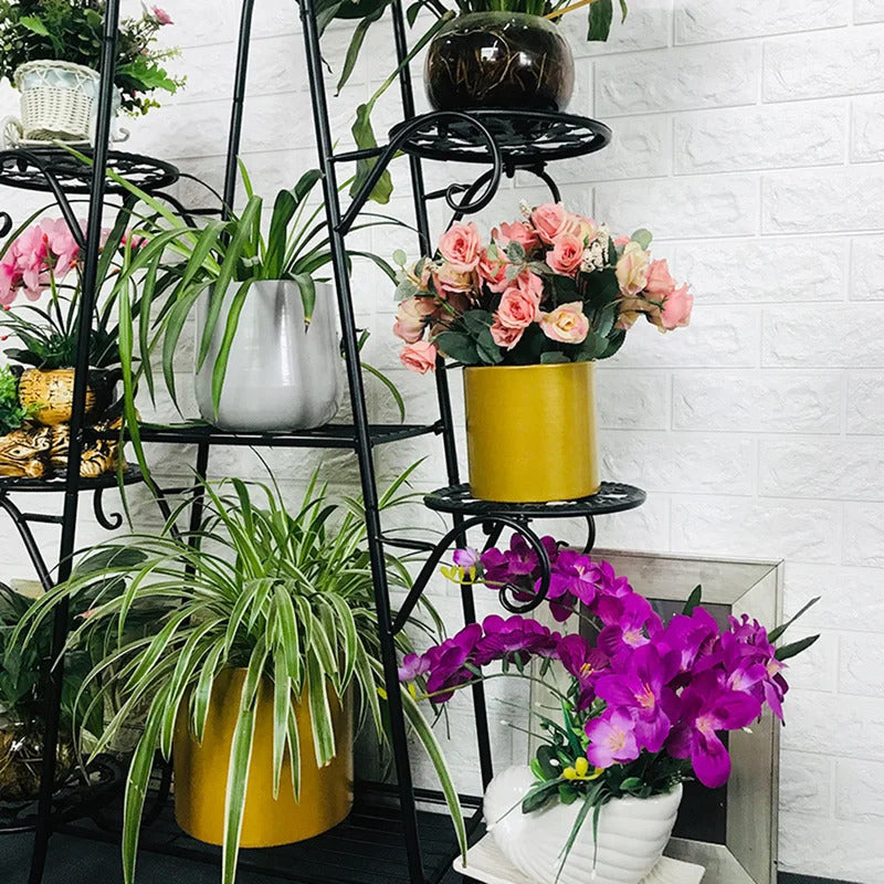 Plant Stand: Black Metal Multi-Tiered Plant Stand