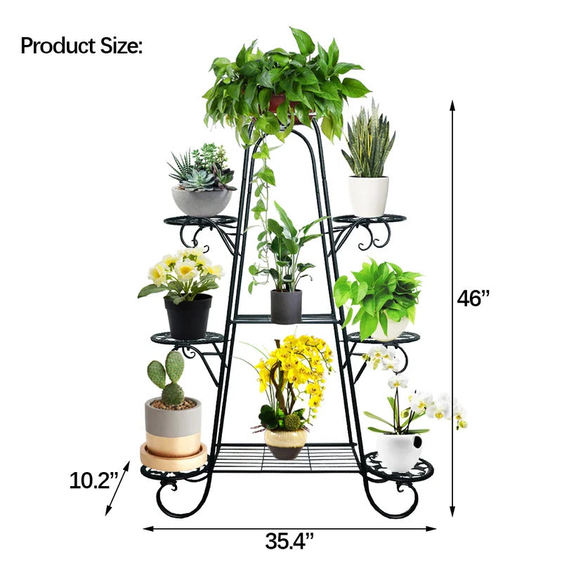Plant Stand: Black Metal Multi-Tiered Plant Stand