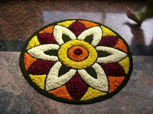 Polyester Antiskid Modern Rangoli Door Mat for Home Decoration