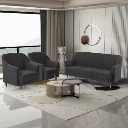5 Seater Sofa Set: Polyester Fabric 3 + 1 + 1 Sofa Set