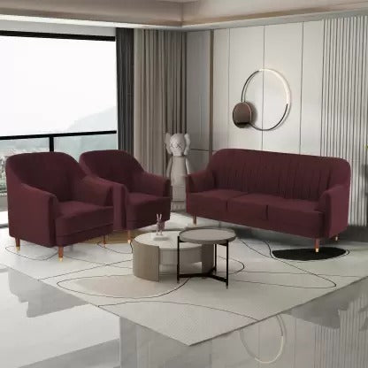 5 Seater Sofa Set: Polyester Fabric 3 + 1 + 1 Sofa Set