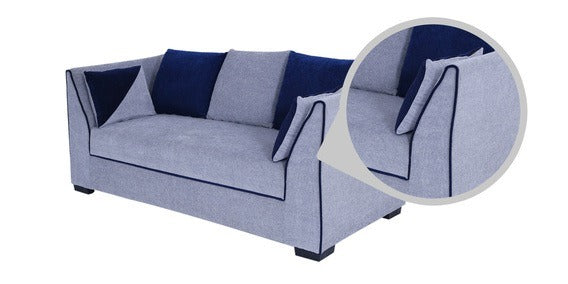 3 Seater Sofa Set:- Polyurethane Cushioned Fabric Sofa Set (Grey)