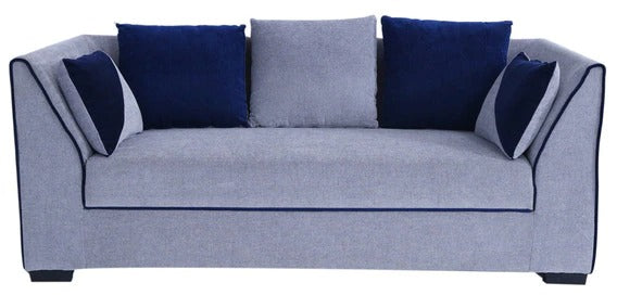 3 Seater Sofa Set:- Polyurethane Cushioned Fabric Sofa Set (Grey)