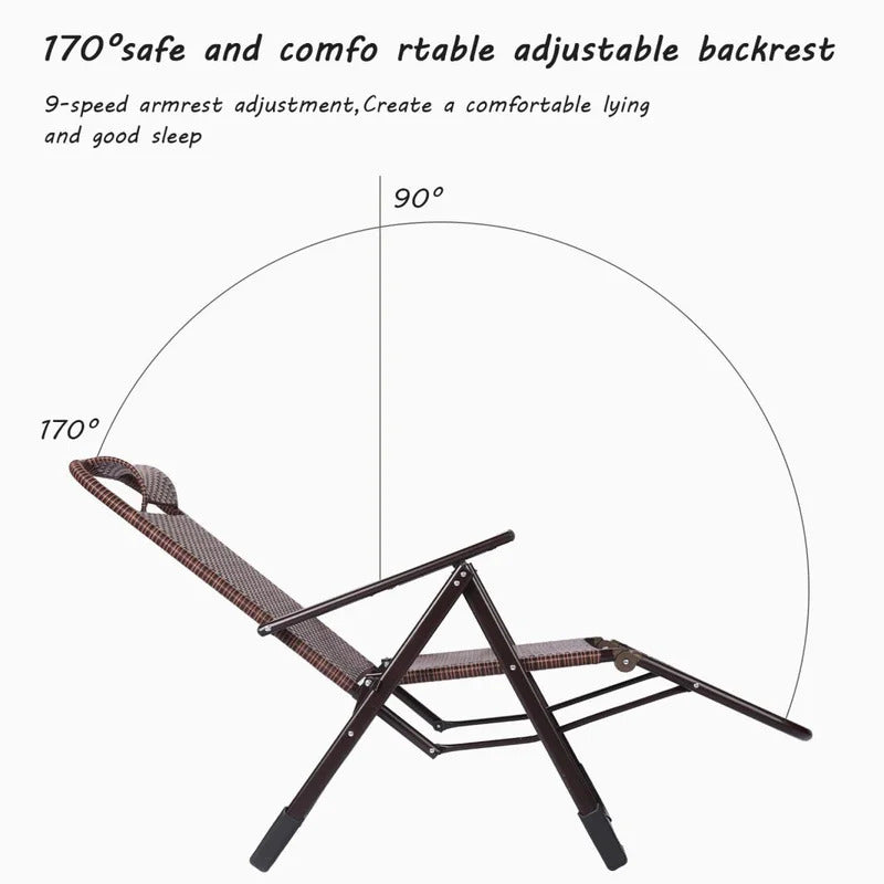 Portable Chair: Folding Recliner Chair, Adjustable Lounge Chair