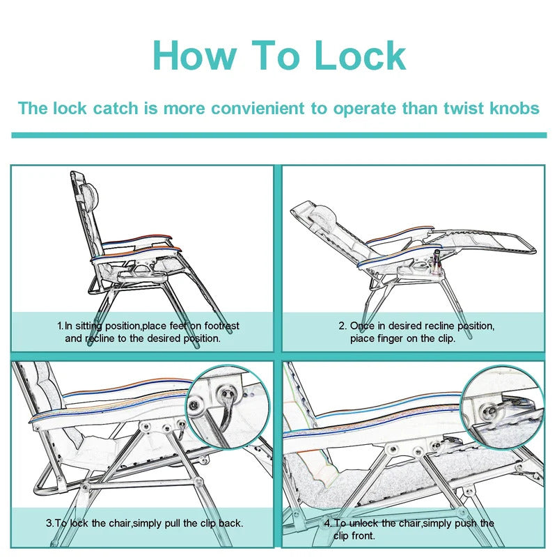 Portable Chair: Portable Reclining Zero Gravity Chair with Cushion