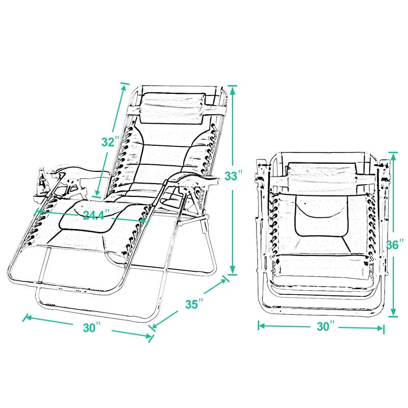 Portable Chair: Portable Reclining Zero Gravity Chair with Cushion