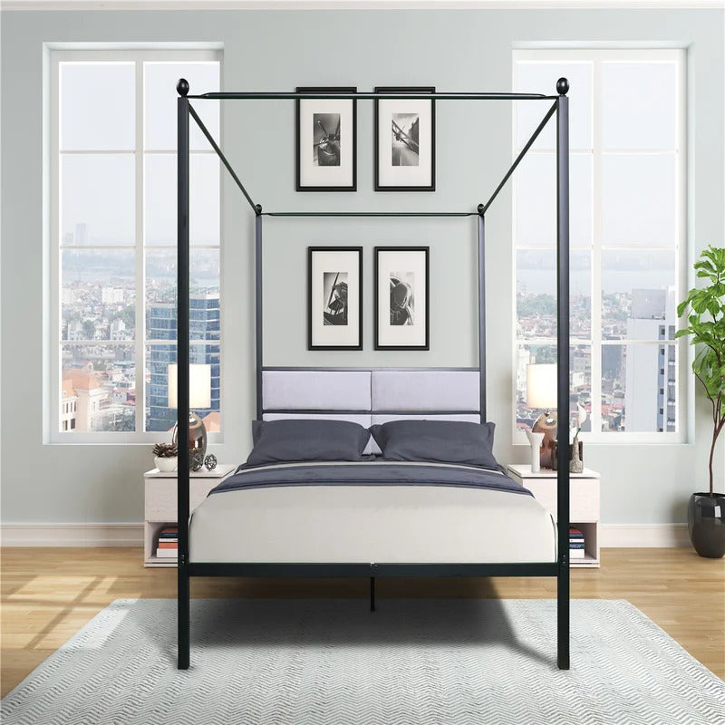 Poster Bed: Metal Queen Poster Bed