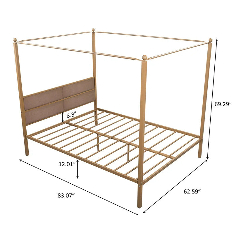 Poster Bed: Metal Queen Poster Bed