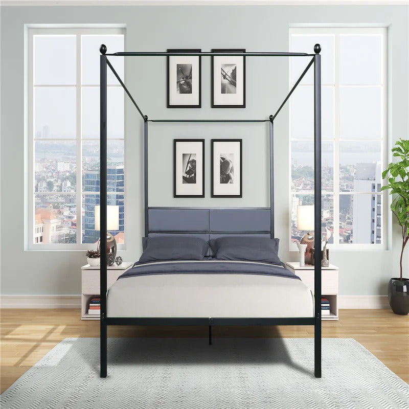 Poster Bed: Metal Queen Poster Bed