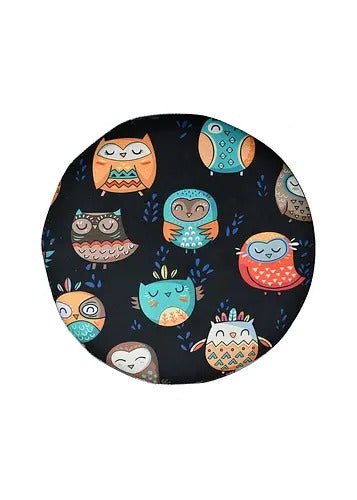 Pouffe: Black Owl Seating Pouffe With Digital Print