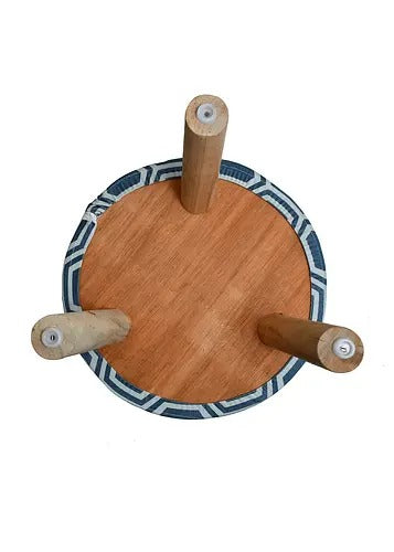 Pouffe: Cheveron Blue Pouffe With Digital Print