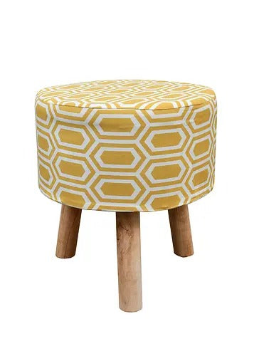 Pouffe: Cheveron Yellow Pouffe With Digital Print