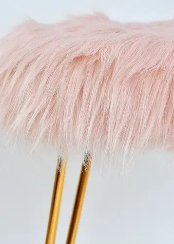 Pouffe: Fur Seating Pouffe In Pink Color