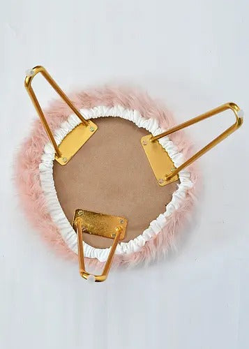 Pouffe: Fur Seating Pouffe In Pink Color