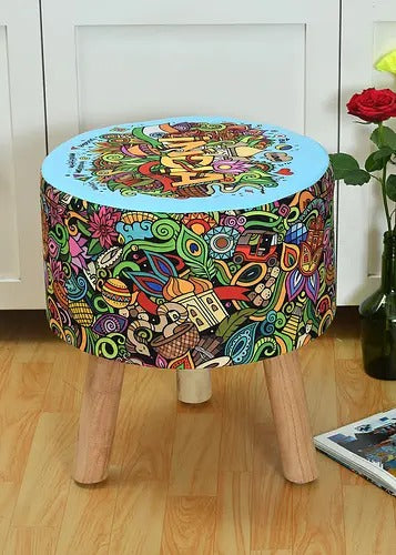 Pouffe: India Pouffe With Digital Print