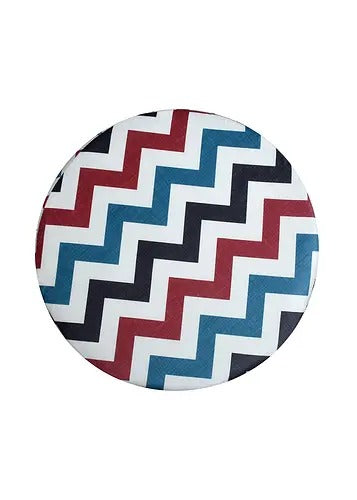 Pouffe: Zig Zag Blue Pouffe With Digital Print