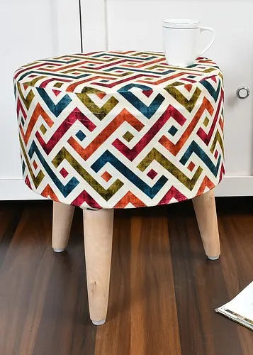 Pouffe: Zig Zag Multicolor Digital Print Pouffe