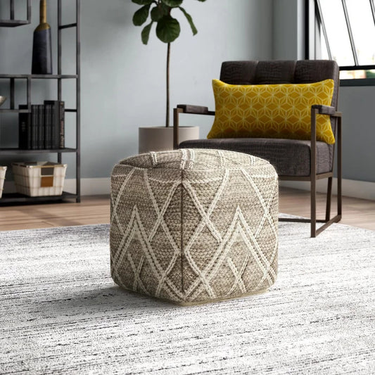Poufs: 18" Wide Square Geometric Pouf