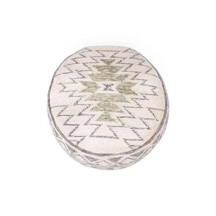 Poufs: 20'' Wide Round Geometric Pouf Ottoman