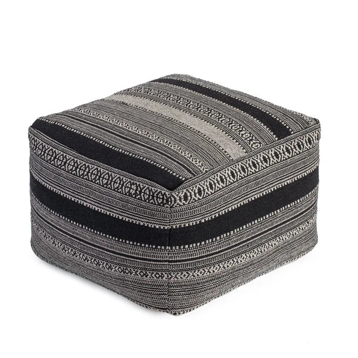 Poufs: 22'' Wide Square Striped Pouf Ottoman
