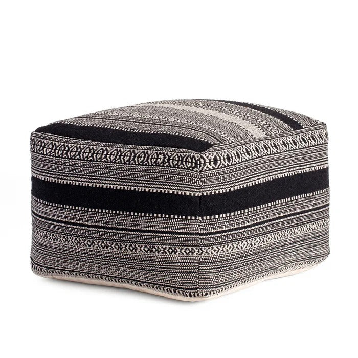 Poufs: 22'' Wide Square Striped Pouf Ottoman